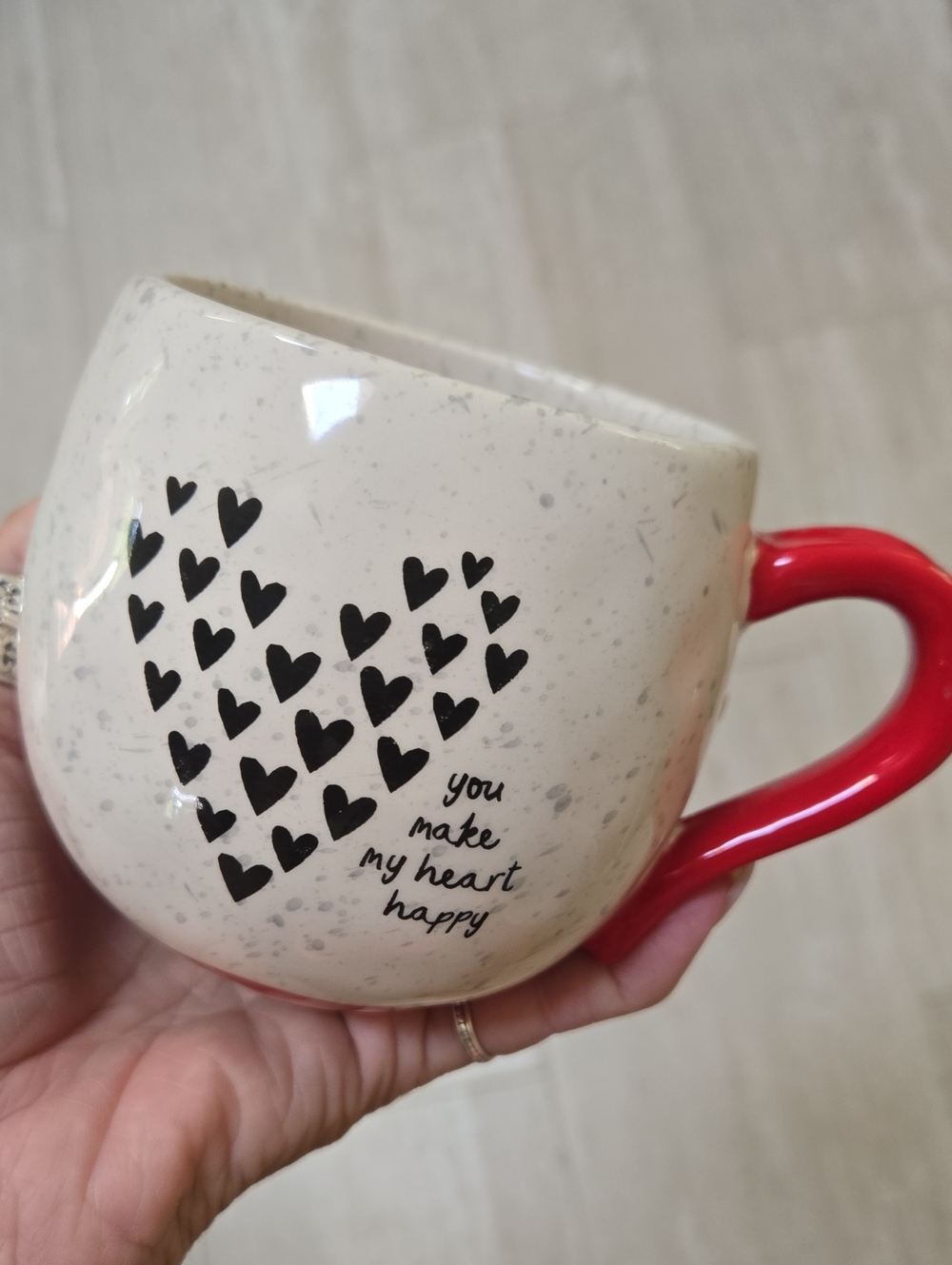 Natural Life "You Make My Heart Happy" Speckled Mug